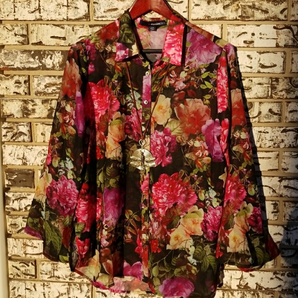 Silky floral blouse